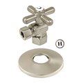 Kingston Brass 1/2" FIPx3/8" OD Comp Quarter-Turn Angle Stop Valve W/ Flange, Nickel CC43108XK